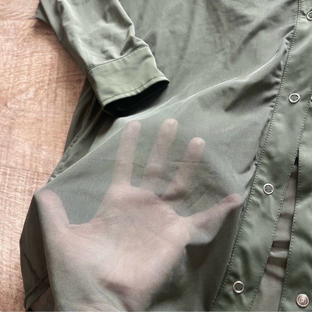 Weismann Olive Sheer Button-Up Blouse with leotard - Picture 3 of 8